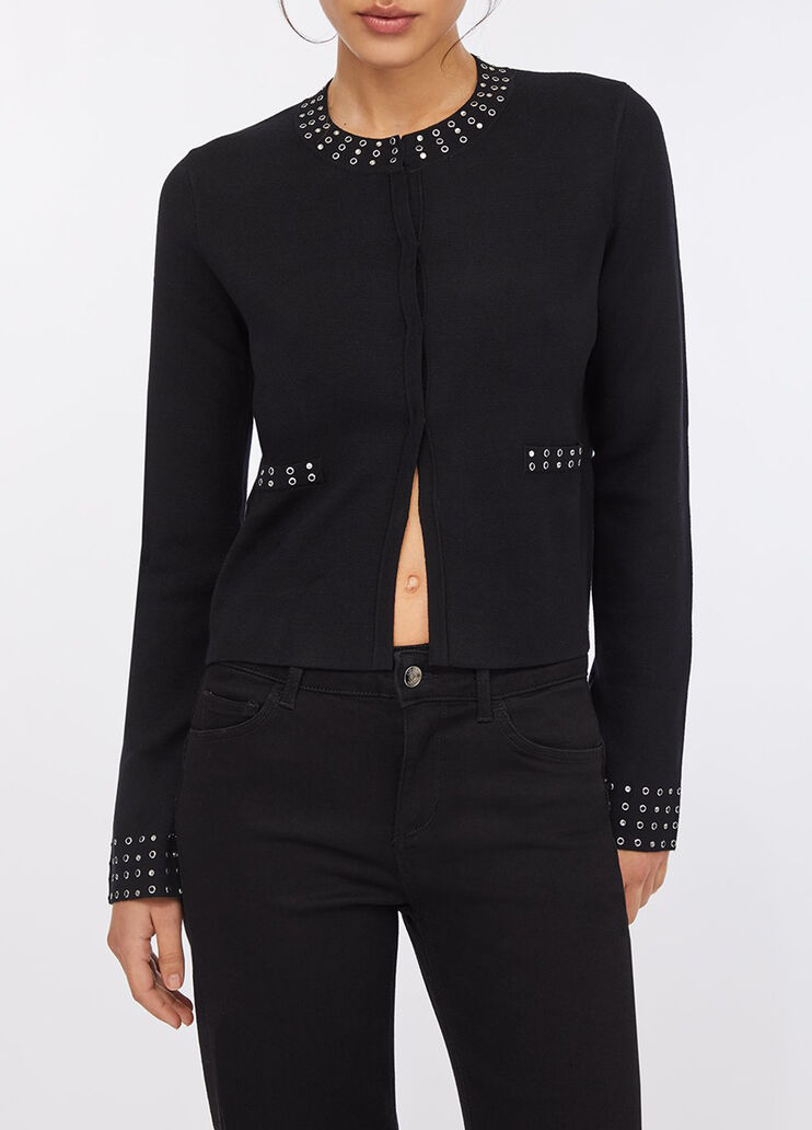 Jacket in knit with rhinestones black Liu Jo - medium