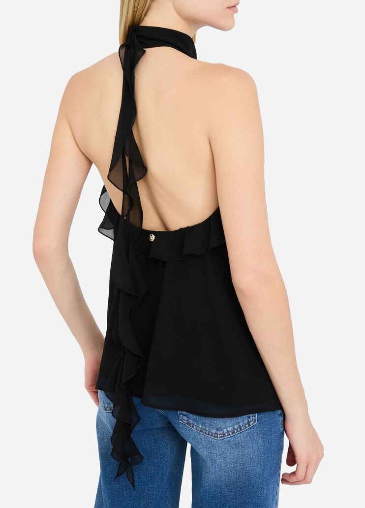 Top de cérémonie en georgette noir Liu Jo - large image number 4 Top de cérémonie en georgette noir Liu Jo - large image number 4