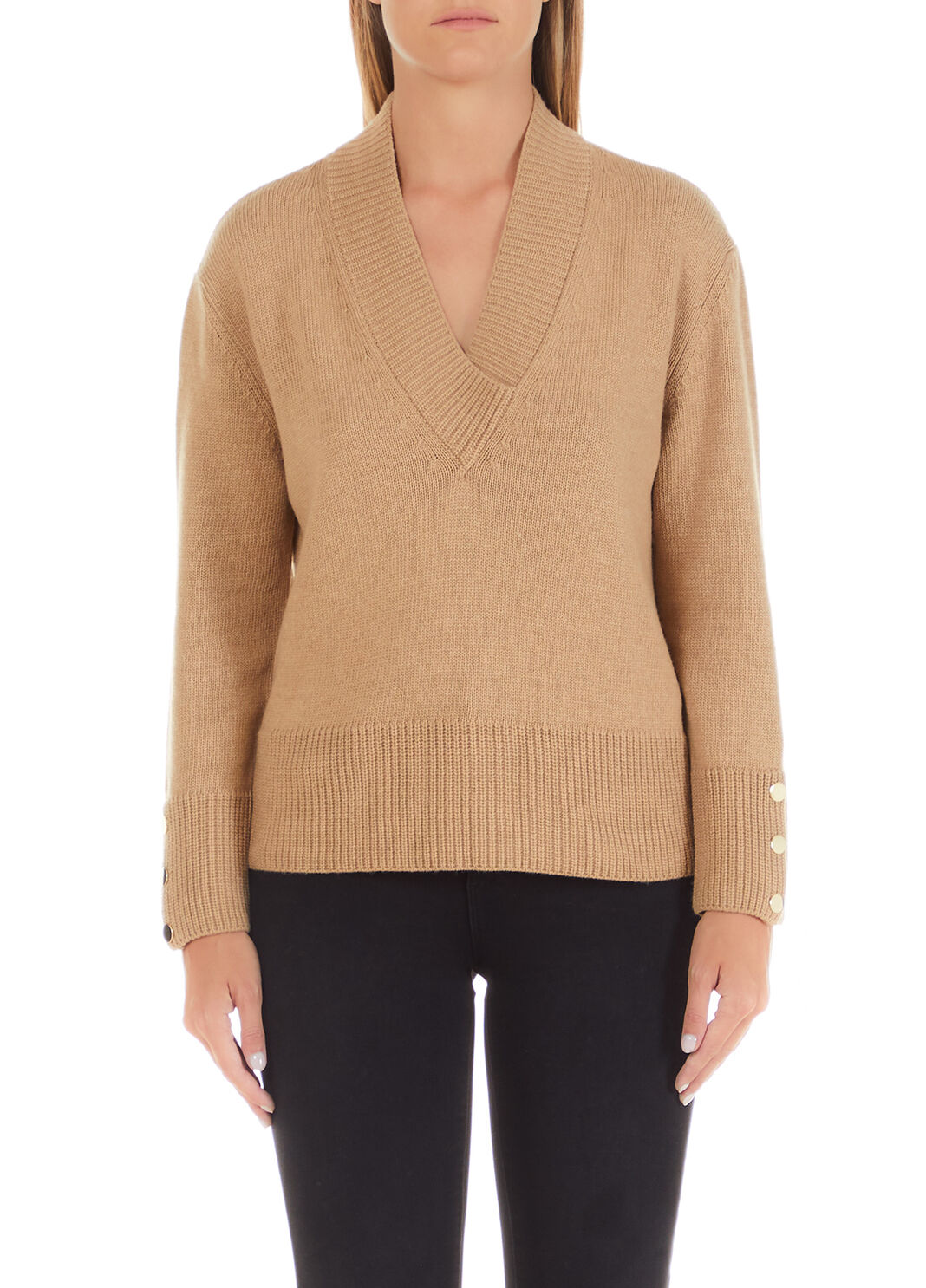 Pull avec boutons d&eacute;coratifs camel Liu Jo - large image number 0