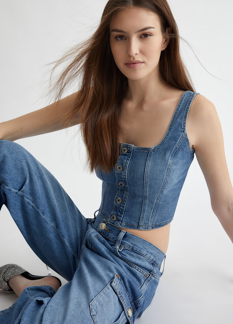 Top aus Denim Farbe Denimblau | Liu Jo