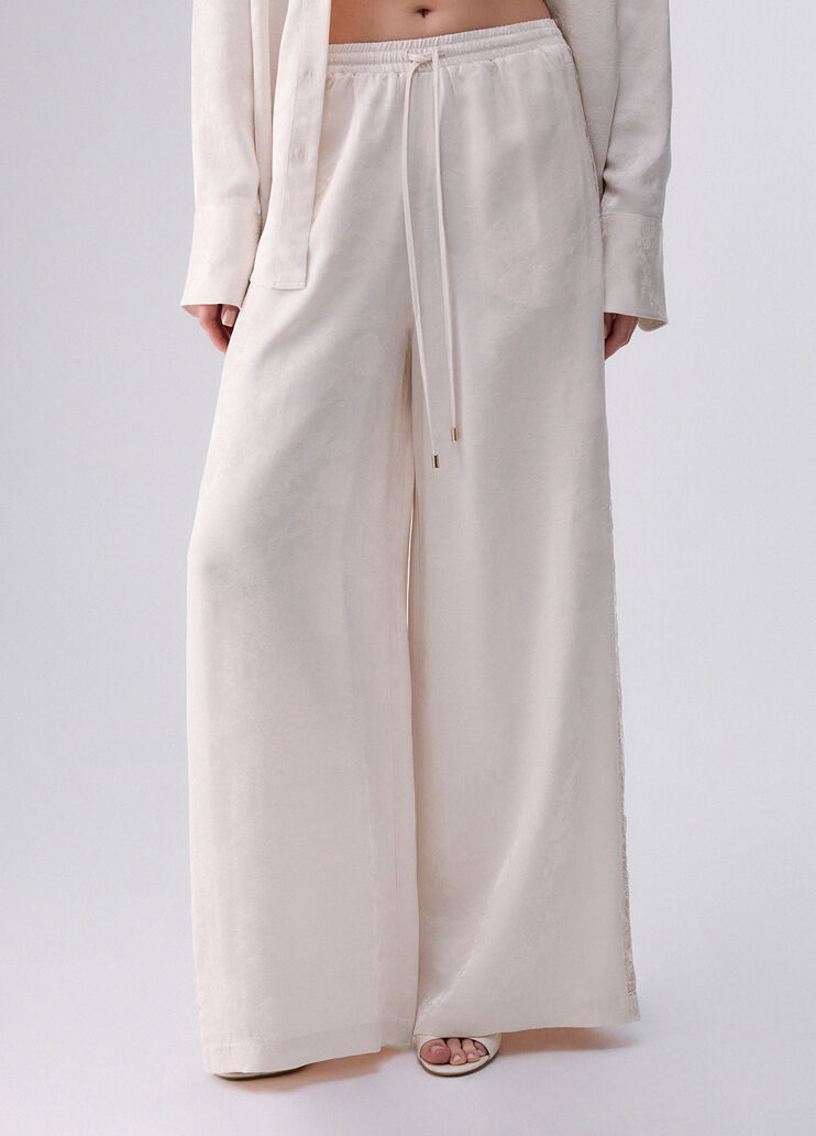 Jacquard Trousers with Valencienne Lace cream Liu Jo - medium