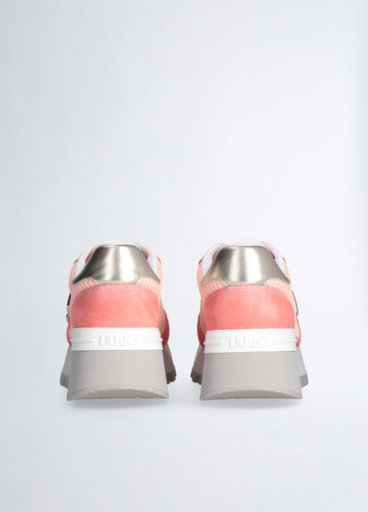 Suede and mesh platform sneakers peach Liu Jo - large image number 5  Suede and mesh platform sneakers peach Liu Jo - large image number 5
