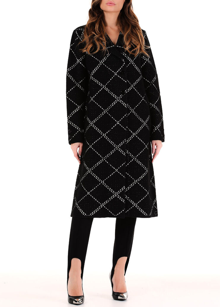 Cappotto lungo a quadri nero e bianco Liu Jo - large image number 0