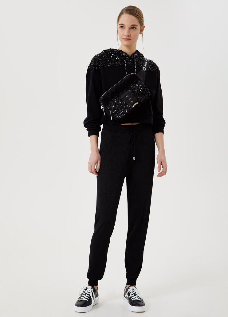 Sweatshirt with hood and sequins Black Liu Jo - large image number 3