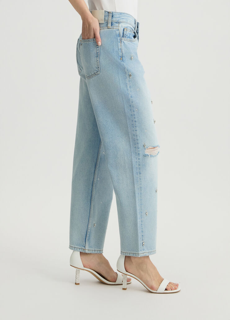Straight-leg jeans with rhinestones light denim Liu Jo - large image number 3 Straight-leg jeans with rhinestones light denim Liu Jo - large image number 3