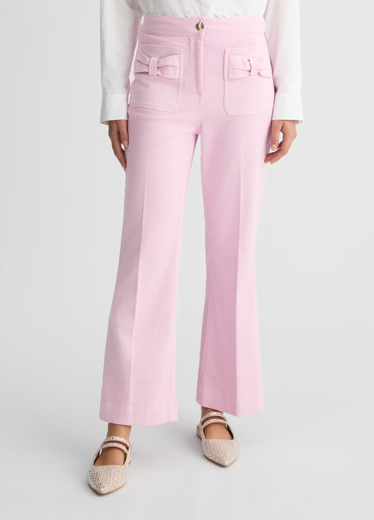 Cropped flared cotton trousers pink Liu Jo - large image number 0 Cropped flared cotton trousers pink Liu Jo - large image number 0