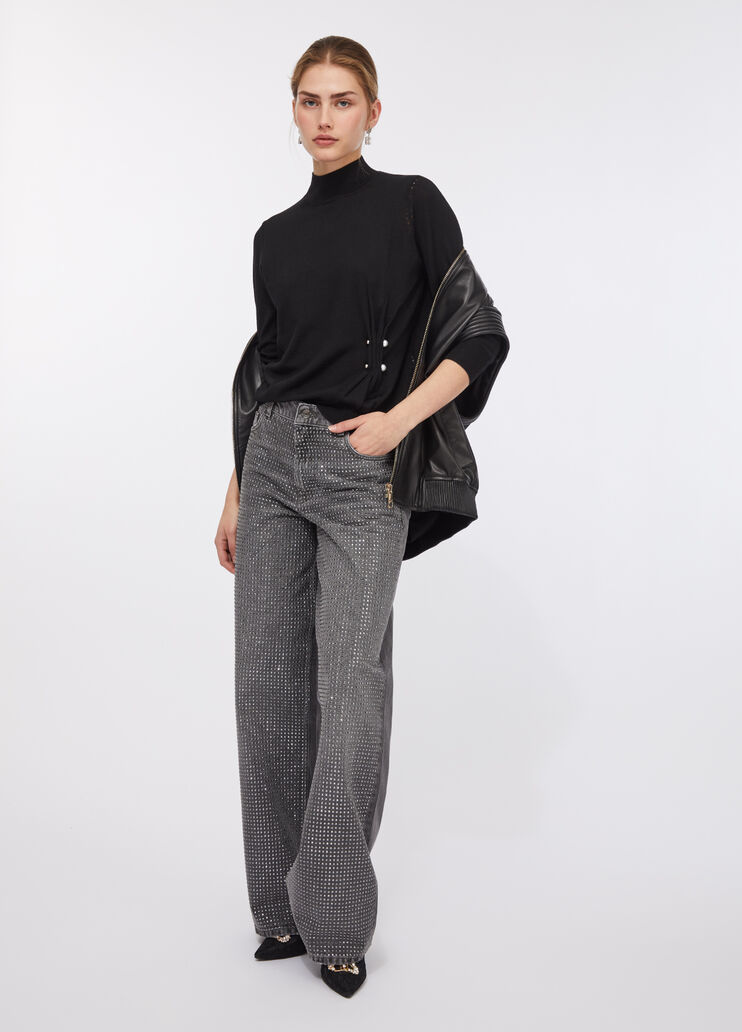 Wollpullover mit Perlen Schwarz Liu Jo - large image number 5