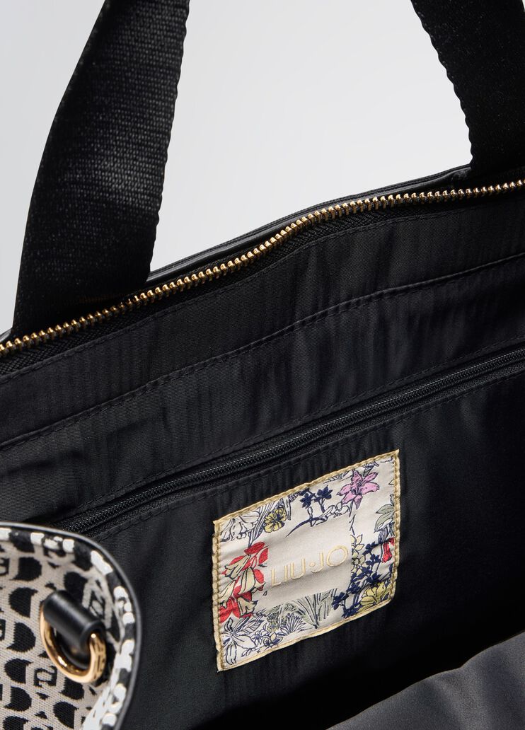 Black jacquard monogram tote bag black with logo Liu Jo - large image number 6 Black jacquard monogram tote bag black with logo Liu Jo - large image number 6