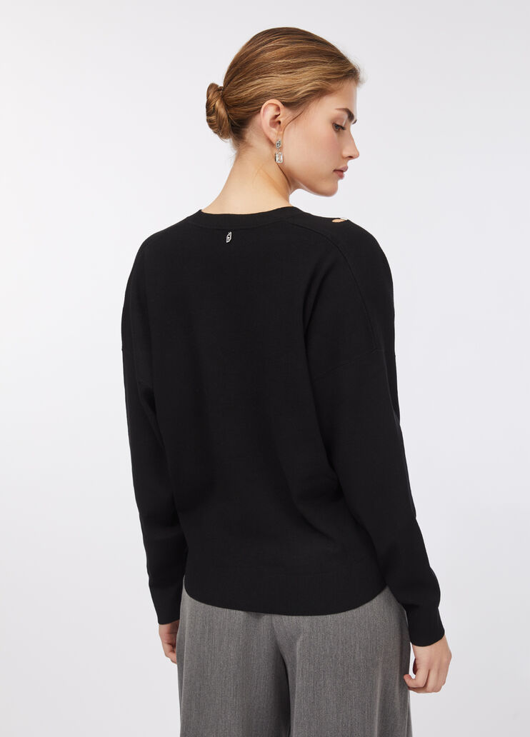 Pullover mit eingefassten Schmucksteinen Schwarz Liu Jo - large image number 1