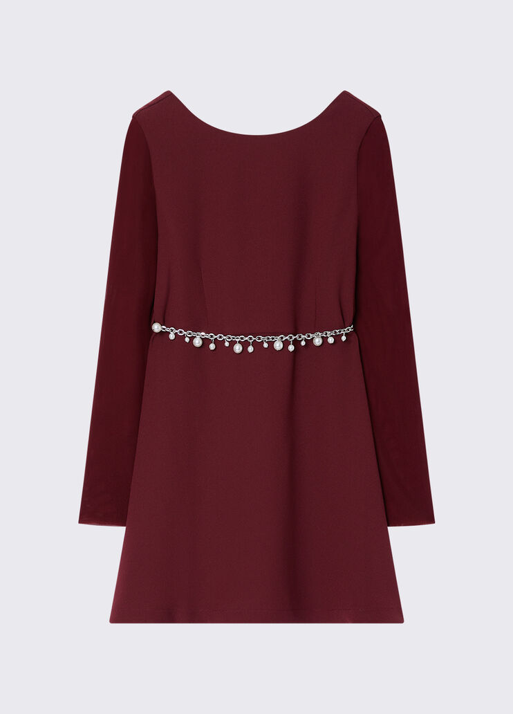 Kurzes Kleid aus Envers-Satin Dunkelrot Liu Jo - medium