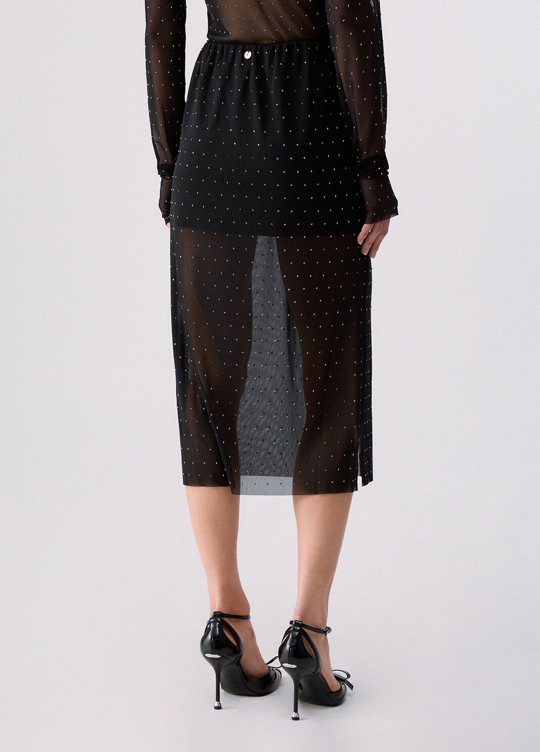 Midi skirt in tulle with jewel embroidery black Liu Jo - large image number 1