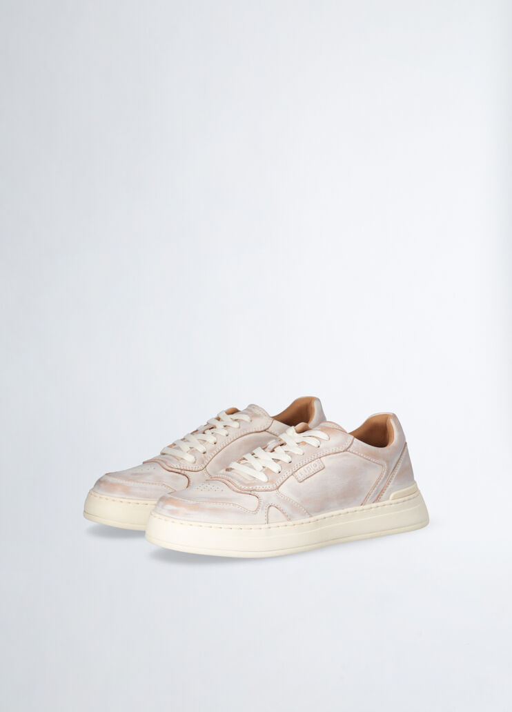 Men's faded leather sneakers beige Liu Jo - large image number 1 Men's faded leather sneakers beige Liu Jo - large image number 1