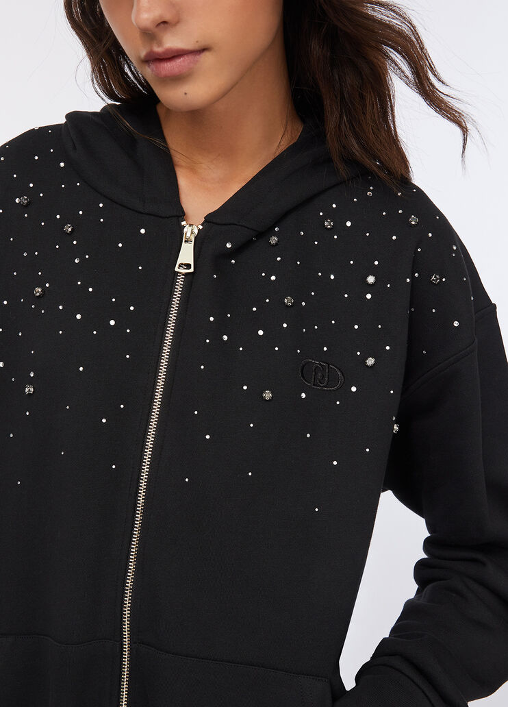 Baumwollsweatshirt mit Strass Schwarz Liu Jo - large image number 2