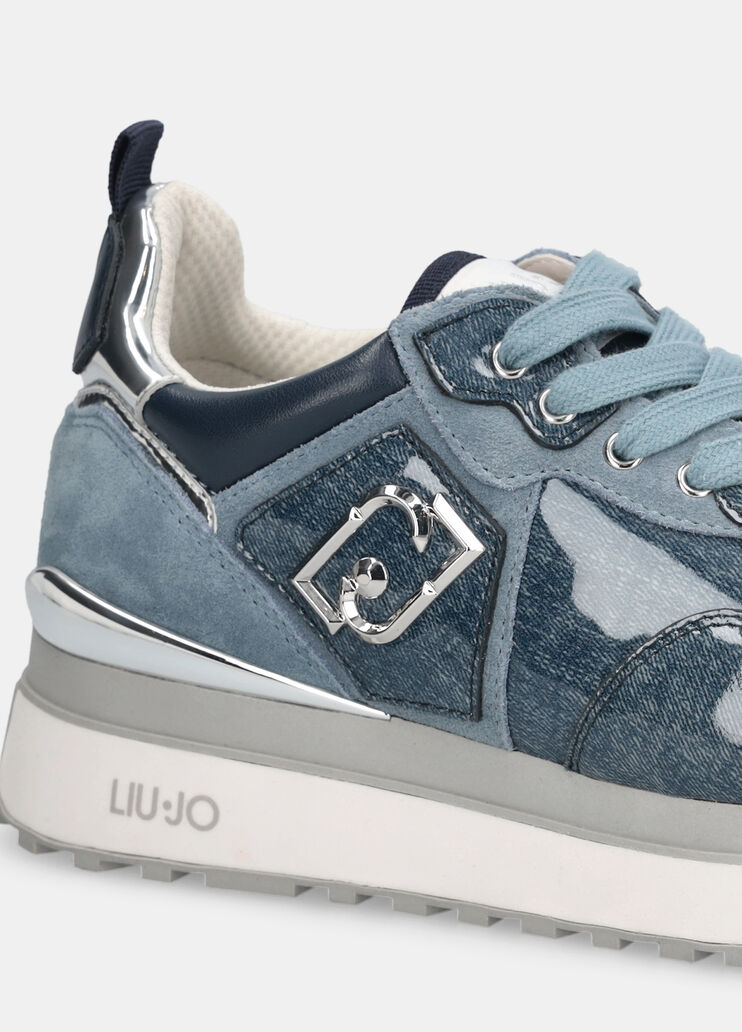 Glossy denim platform sneakers blue denim Liu Jo - large image number 6 Glossy denim platform sneakers blue denim Liu Jo - large image number 6