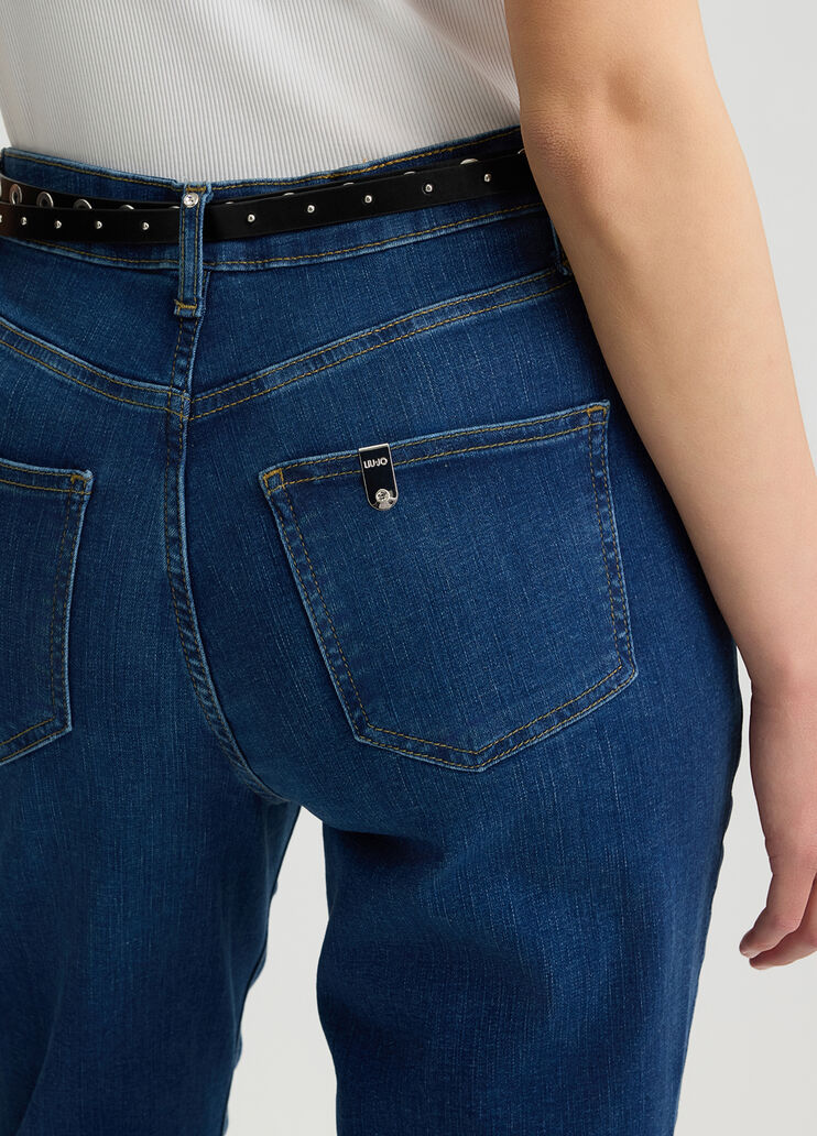 Cropped straight-leg jeans with belt dark denim Liu Jo - large image number 2 Cropped straight-leg jeans with belt dark denim Liu Jo - large image number 2