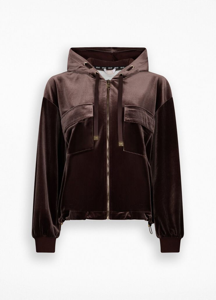 Sweat-shirt en chenille avec capuche chocolat Liu Jo - large image number 6