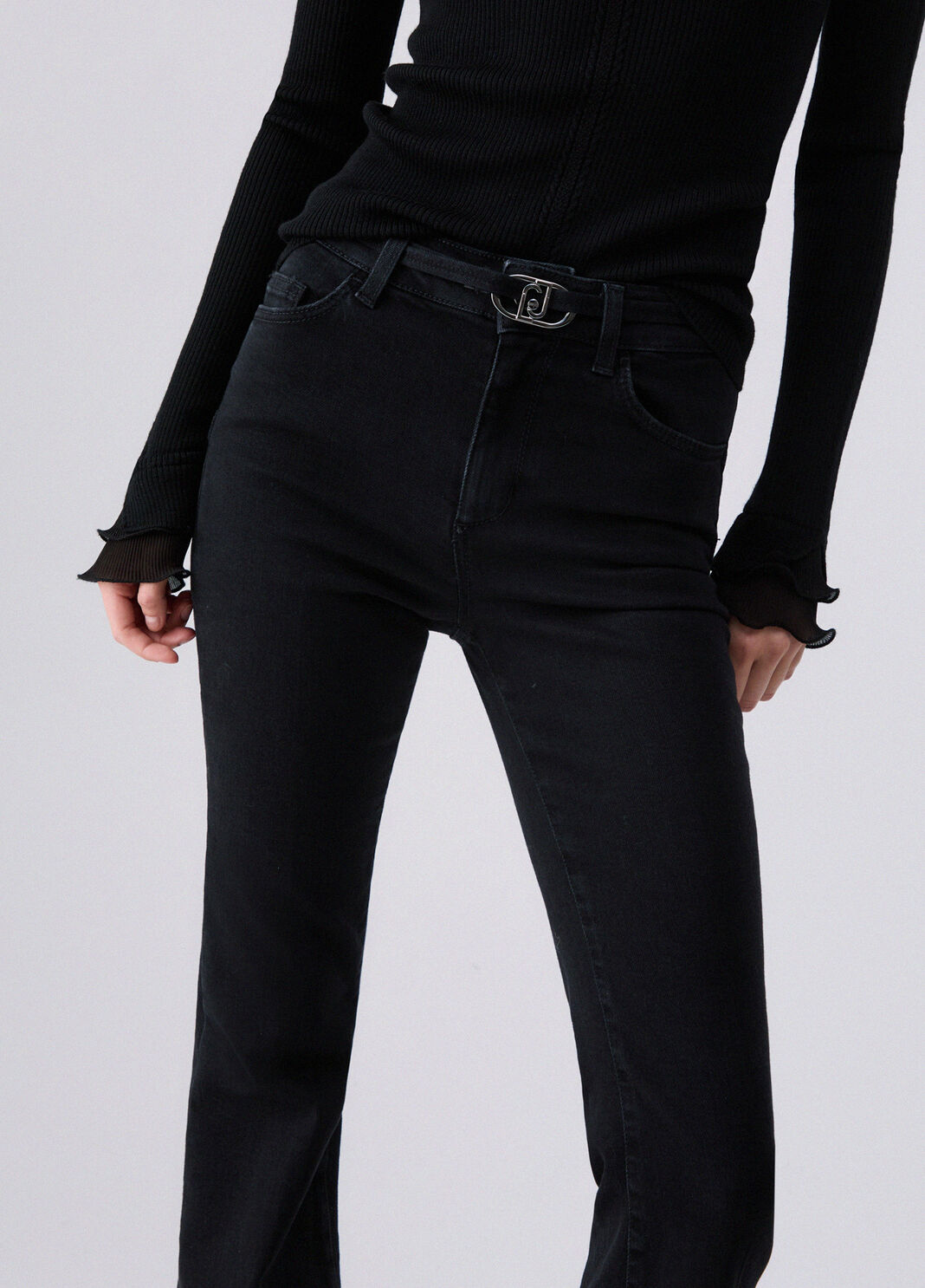 High-waisted bootcut jeans black denim Liu Jo - large image number 4