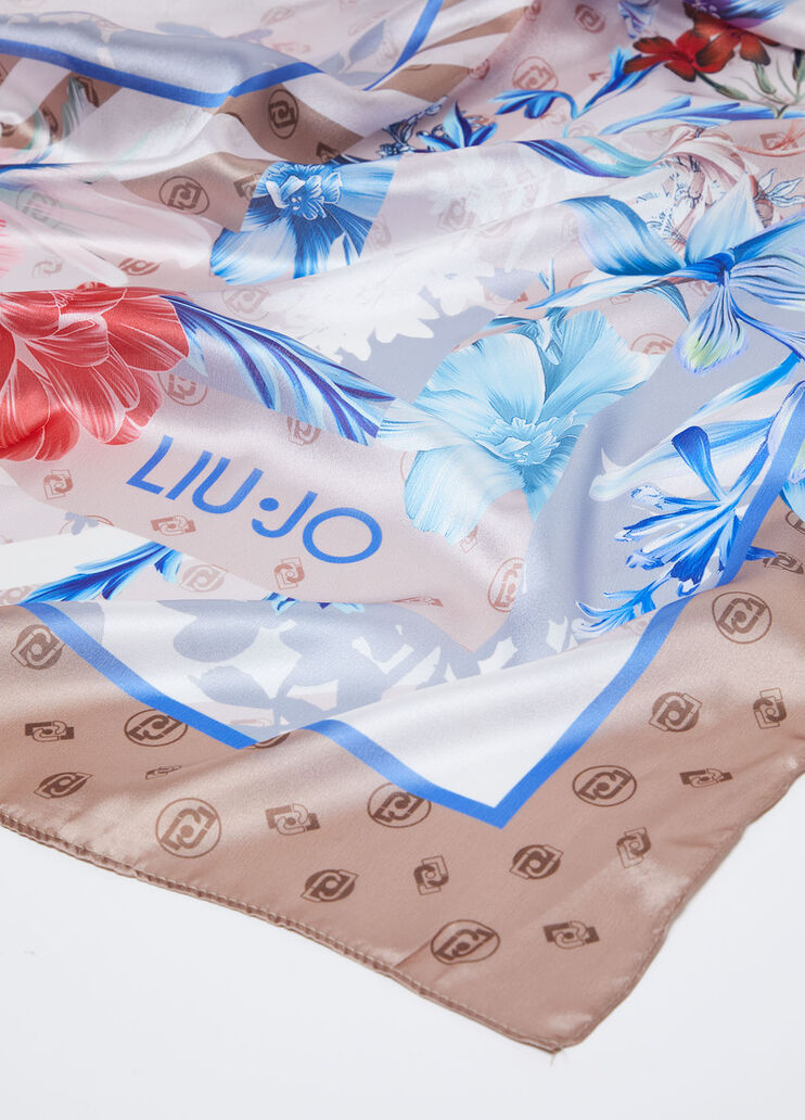 Платок с цветочным принтом beige Liu Jo - large image number 4