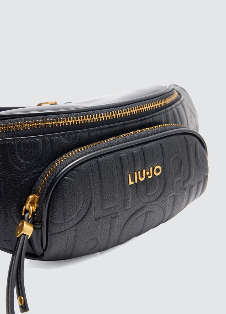 Drummed pouch bag with logo black Liu Jo - medium