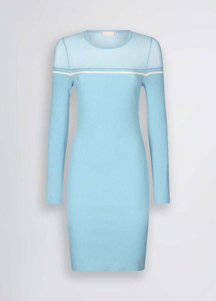 Short knit dress  light blue Liu Jo - large image number 6 Short knit dress  light blue Liu Jo - large image number 6