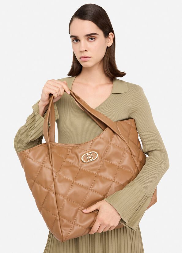 Large quilted tote bag brown Liu Jo - large image number 0