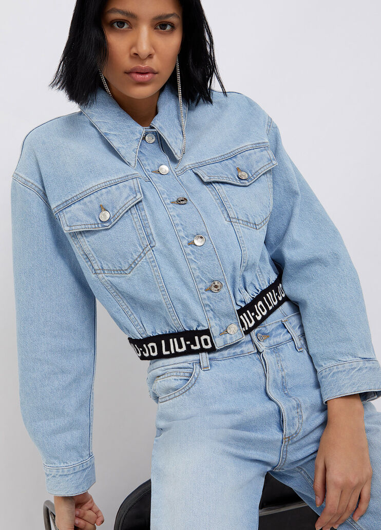 Denim jacket with logoed waistband blue denim Liu Jo - large image number 2 Denim jacket with logoed waistband blue denim Liu Jo - large image number 2