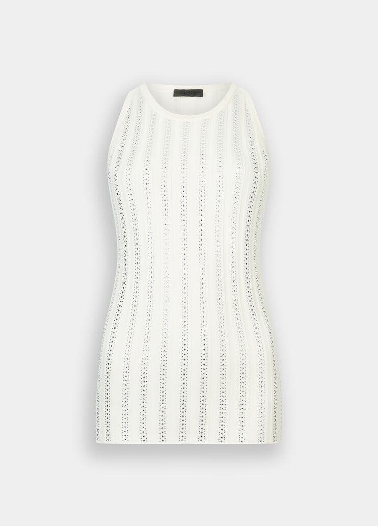 Strickoberteil mit Strass Milch Liu Jo - large image number 4 Strickoberteil mit Strass Milch Liu Jo - large image number 4