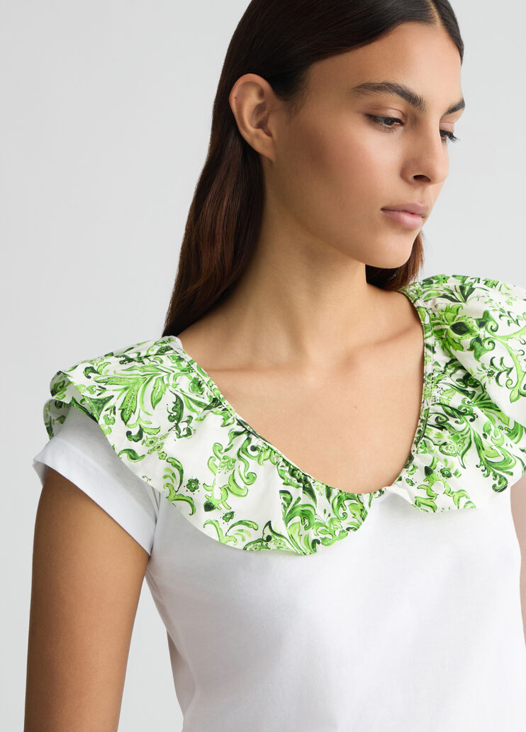 T-shirt with printed ruching white/green Liu Jo - large image number 3 T-shirt with printed ruching white/green Liu Jo - large image number 3