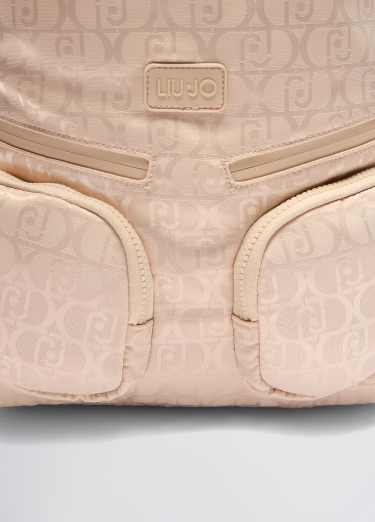 Nylon jacquard backpack light gold colour Liu Jo - large image number 4 Nylon jacquard backpack light gold colour Liu Jo - large image number 4