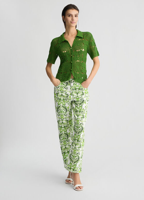 Printed cotton trousers green Liu Jo - medium