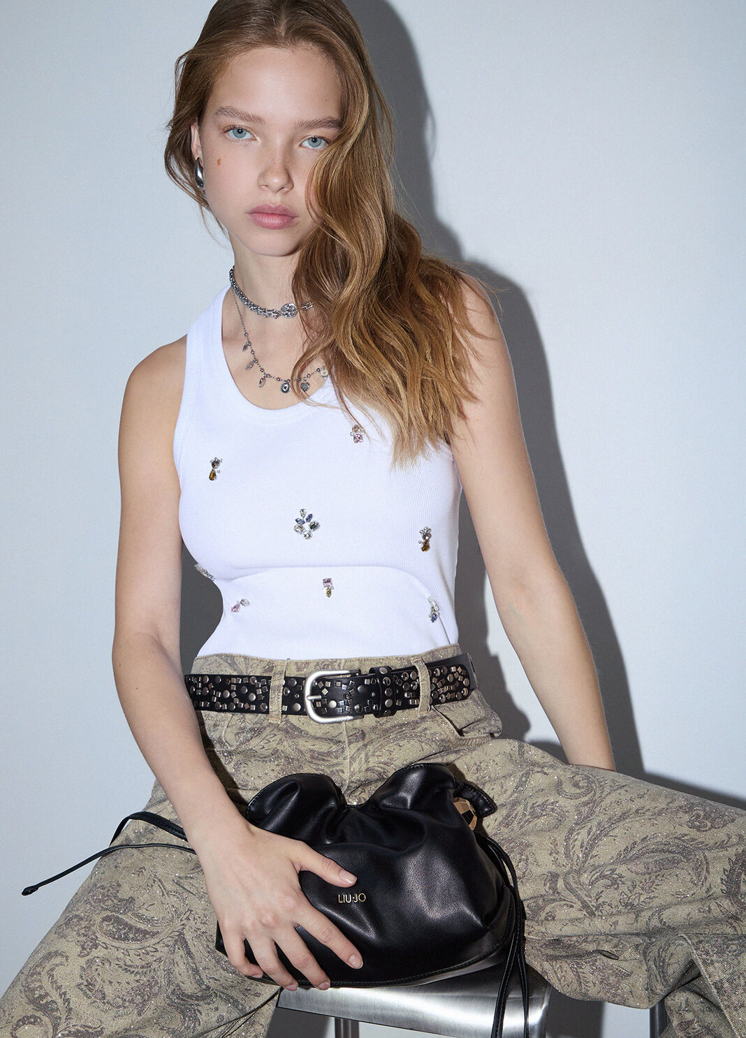 T-shirt with decorazione jewel white Liu Jo - large image number 2
