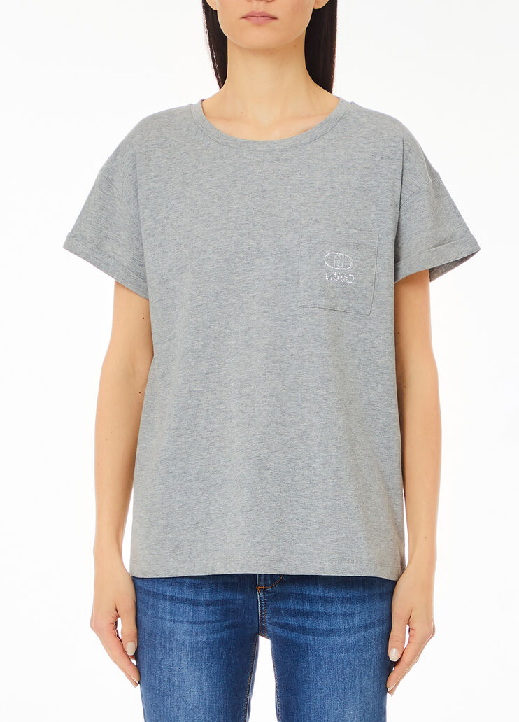 Jersey T-shirt with breast pocket grey Liu Jo - large image number 0 Jersey T-shirt with breast pocket grey Liu Jo - large image number 0