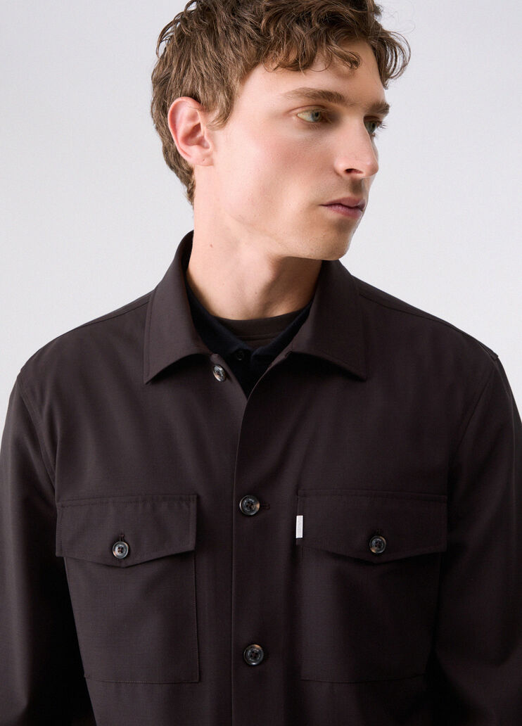 Veste Overshirt en Laine M&eacute;lang&eacute;e marron Liu Jo - medium
