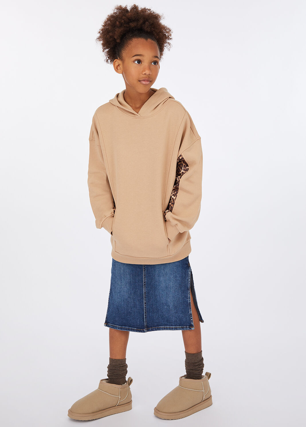 Animal-print sweatshirt with hood beige Liu Jo - large image number 0