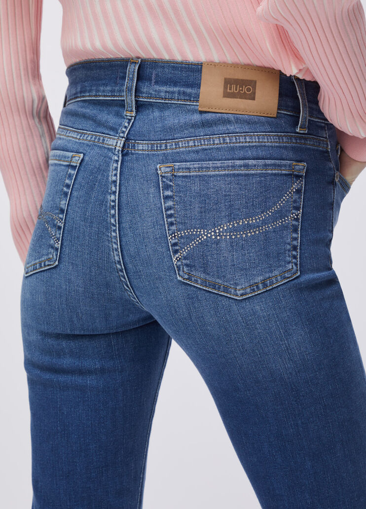 Bootcut-Jeans mit hohem Bund Dunkles Denimblau Liu Jo - large image number 4