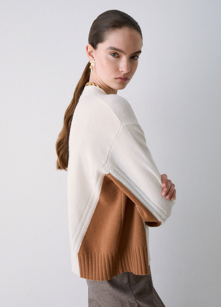 Colorblock-Wollcardigan Wei&szlig; Liu Jo - medium