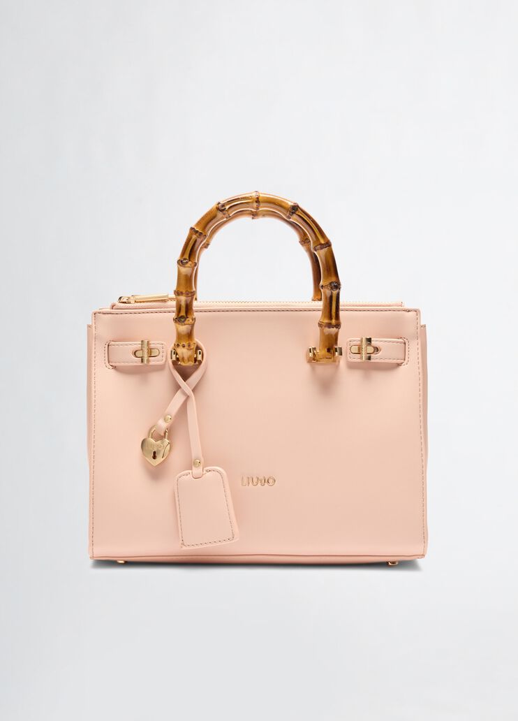 Bag with bamboo-finish handles powder pink Liu Jo - medium Bag with bamboo-finish handles powder pink Liu Jo - medium