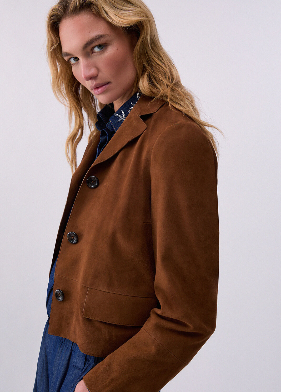 Boxy-Jacke aus Veloursleder Leder Liu Jo - large image number 4