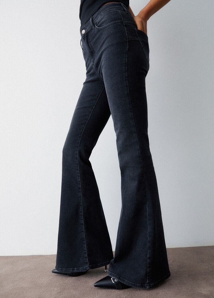 Jean bootcut taille haute denim noir Liu Jo - medium