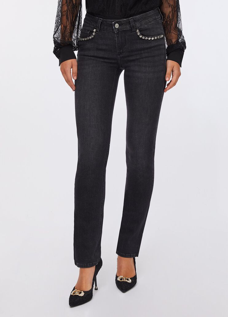 Slim jeans with rhinestones black denim Liu Jo - medium