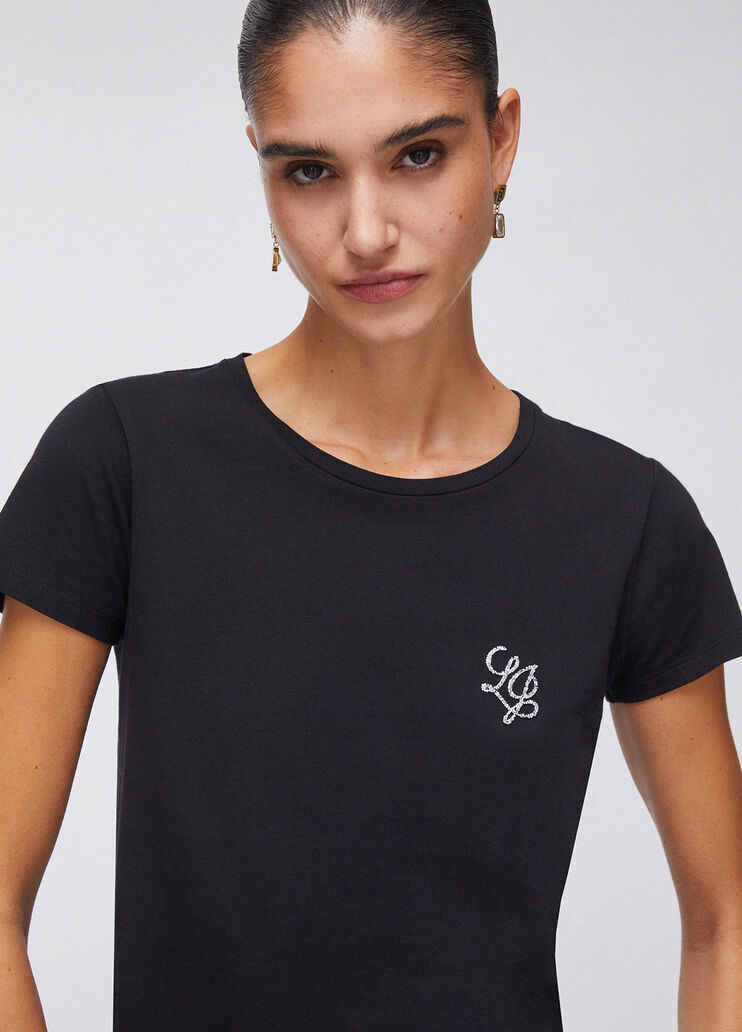 T-shirt avec strass LJ noir Liu Jo - large image number 4