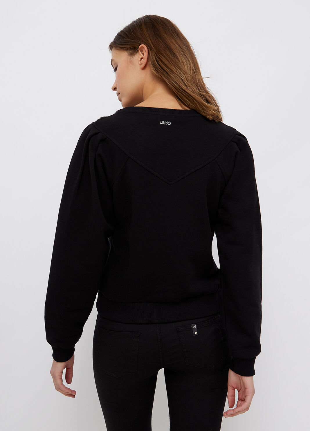 Sweatshirt with jewel appliqu&eacute;s black/gemstones Liu Jo - large image number 1