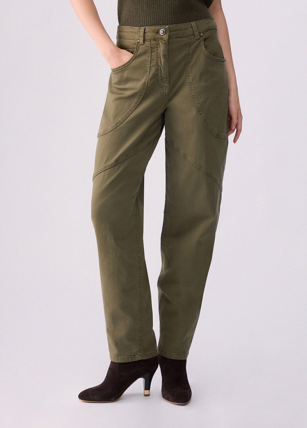 Pantaloni baggy in gabardine verde Liu Jo - large image number 0