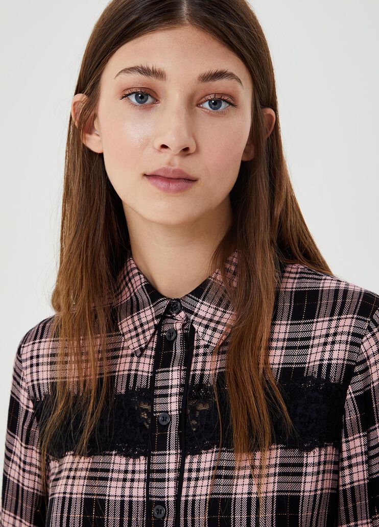 Camicia a quadri con pizzo Rosa Liu Jo - large image number 2