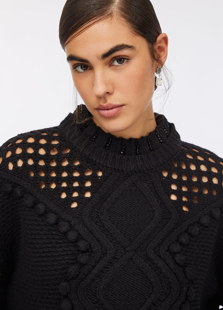 Wool jumper with openwork detailing black Liu Jo - large image number 4