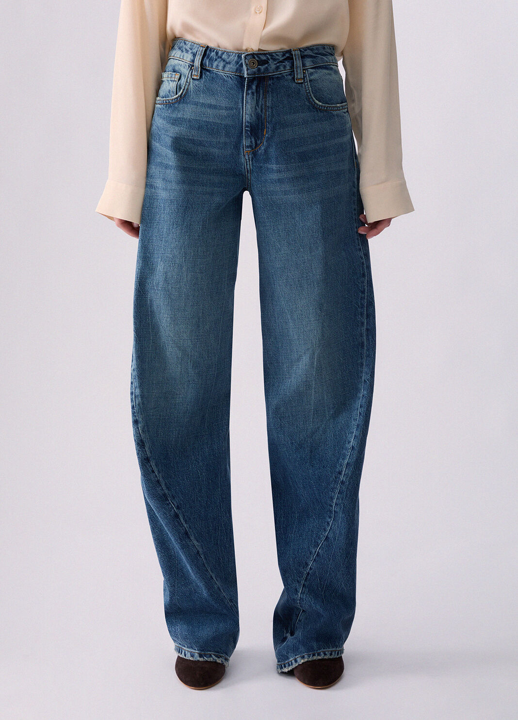Straight jeans with asymmetric seams blue denim Liu Jo - large image number 0