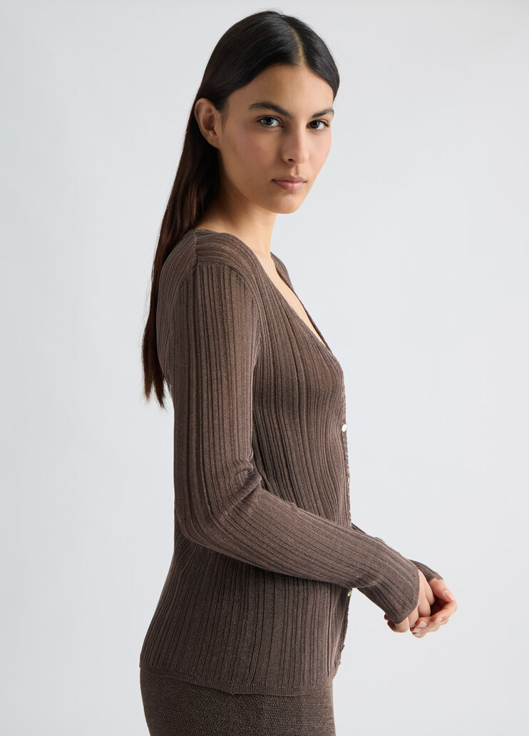Lurex cardigan chocolate Liu Jo - large image number 3 Lurex cardigan chocolate Liu Jo - large image number 3