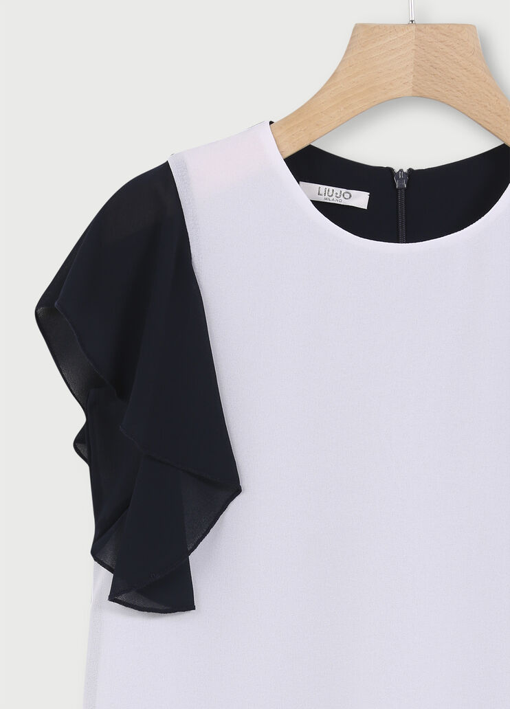 Top con volants Bianco/blu scuro Liu Jo - large image number 2