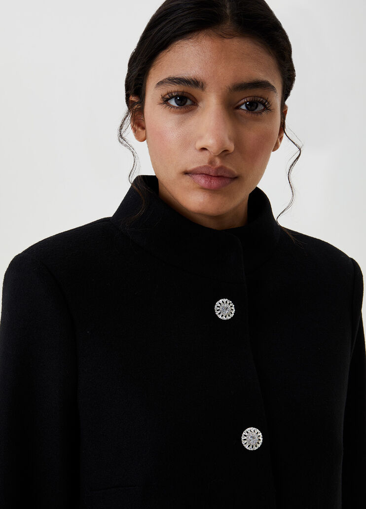 Coat with jewel buttons Black Liu Jo - large image number 2 Coat with jewel buttons Black Liu Jo - large image number 2