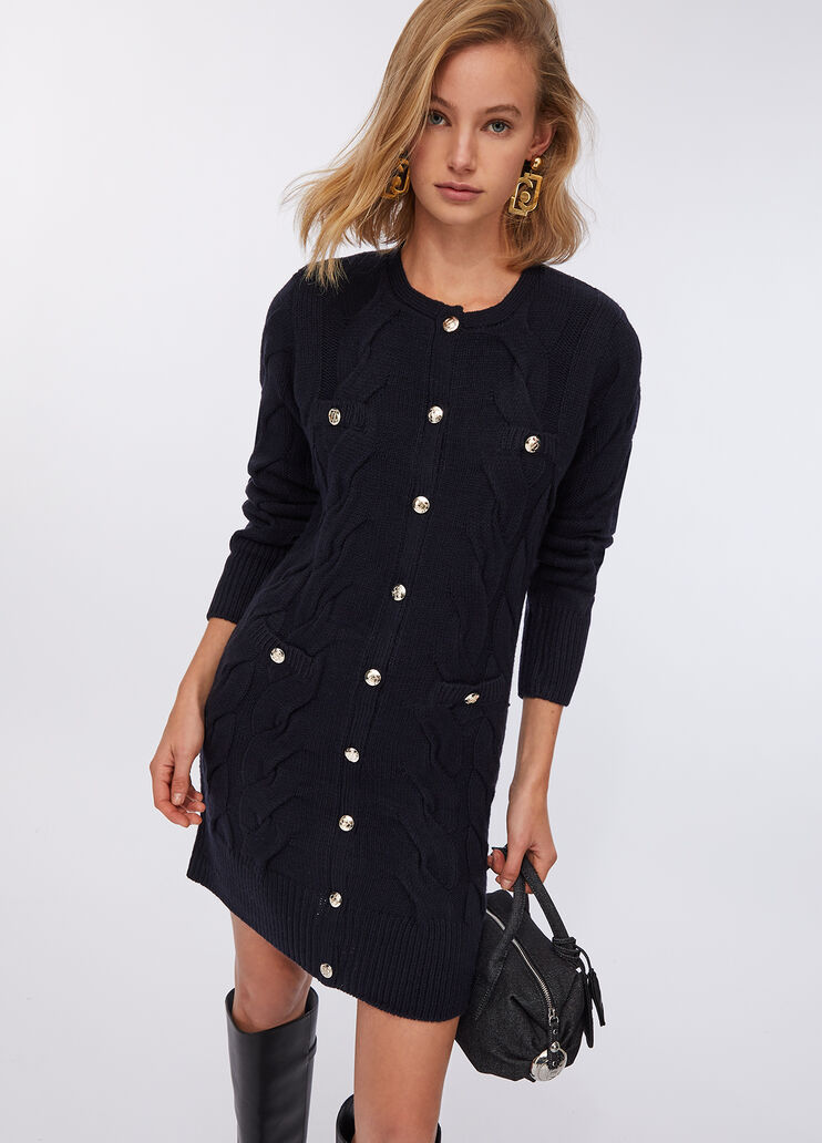Cable knit wool dress sea blue Liu Jo - medium Cable knit wool dress sea blue Liu Jo - medium